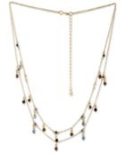 Rachel Rachel Roy Gold-tone Blue & Black Stone Double-layer Necklace