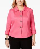 Tahari Asl Plus Size Textured Hopsack Jacket