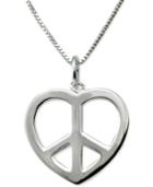Heart Peace-sign Pendant Necklace In Sterling Silver