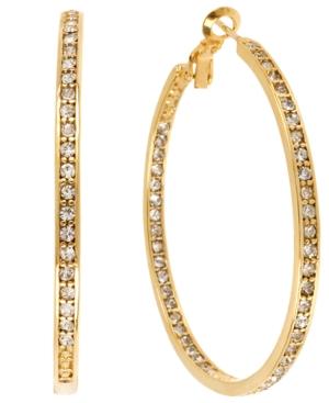 Hint Of Gold Crystal Hoop Earrings In 14k Gold-plated Brass, 50mm
