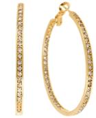 Hint Of Gold Crystal Hoop Earrings In 14k Gold-plated Brass, 50mm