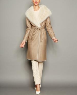 The Fur Vault Shearling Lamb Belted Coat