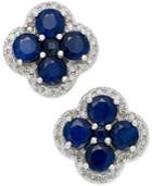 Sapphire (4 Ct. T.w.) And Diamond (1/4 Ct. T.w.) Clover Earrings In 14k White Gold