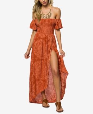 O'neill Juniors' Aviva Printed Off-the-shoulder Maxi Dress