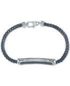 Esquire Men's Jewelry Diamond Link Bracelet (1/10 Ct. T.w.) In Black Or Blue Ion-plated Stainless Steel, Created For Macy's