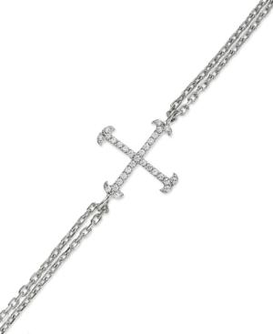 Wrapped Diamond Cross Bracelet (1/4 Ct. T.w.) In Sterling Silver