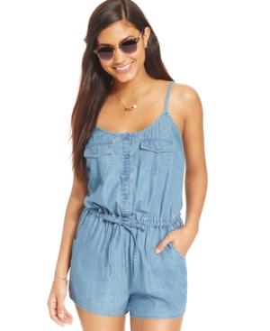 American Rag Juniors' Button-front Denim Romper