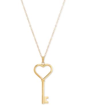 Key Heart 18 Pendant Necklace In 14k Gold
