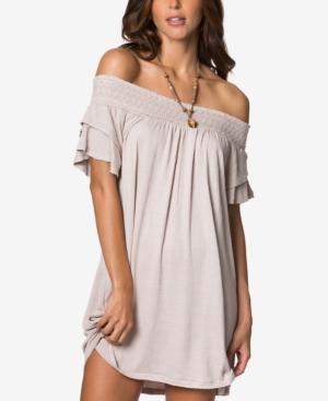 O'neill Juniors' Off-the-shoulder Raw-edge Shift Dress
