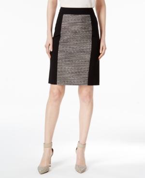 Calvin Klein Metallic Tweed-front Pencil Skirt