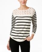 August Silk Floral-illusion Striped Sweater