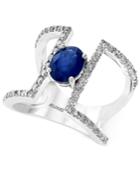 Royal Bleu By Effy Sapphire (1-2/5 Ct. T.w.) And Diamond (2/3 Ct. T.w.) Ring In 14k White Gold
