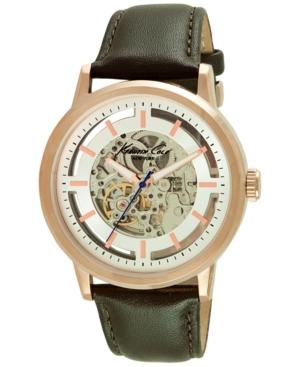 Kenneth Cole New York Men's Automatic Brown Leather Strap Watch 46mm 10026783