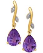 Amethyst (1-9/10 Ct. T.w.) & Diamond Accents Drop Earrings In 10k Gold