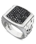 Men's Sterling Silver Ring, Black Sapphire Square (2 Ct. T.w.)
