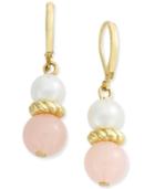 Charter Club Gold-tone Imitation White And Pink Pearl Drop Earrings, Only At Macy's