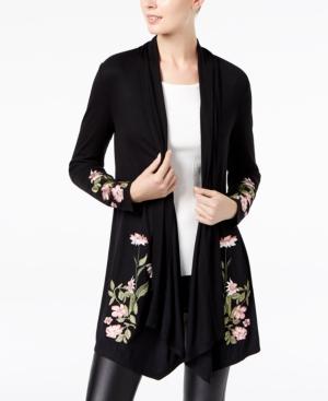 Inc International Concepts Embroidered Rib-knit Cardigan, Created For Macy's