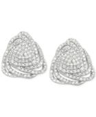 Wrapped In Love Diamond Triangle Floral Stud Earrings (1 Ct. T.w.) In Sterling Silver