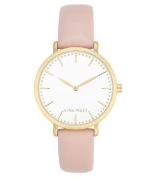 Nine West Women's Light Pink Faux Leather Strap Watch 42mm
