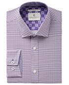 Con. Struct Men's Slim-fit Stretch Lilac Gingham Dress Shirt