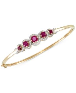 Rare Featuring Gemfields Certified Ruby (1-3/4 Ct. T.w.) And Diamond (1/2 Ct. T.w.) Bangle Bracelet In 14k Gold, Created For Macy's