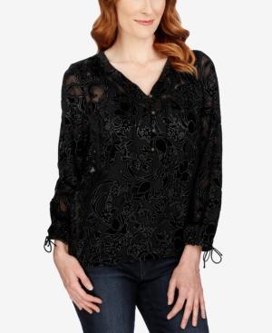 Lucky Brand Velvet Burnout Henley Top