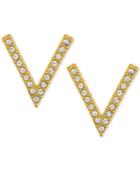 Rachel Rachel Roy Gold-tone Pave V Stud Earrings