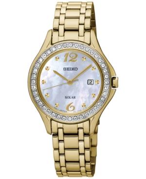 Seiko Women's Solar Gold-tone Stainless Steel Bracelet Watch 29mm Sut314