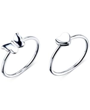 Unwritten Butterfly And Heart Ring Set In Sterling Silver