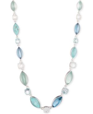 Anne Klein Silver-tone Blue Stone All-around Collar Necklace
