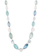 Anne Klein Silver-tone Blue Stone All-around Collar Necklace