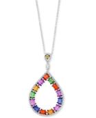 Effy Multi-gemstone (3-5/8 Ct. T.w.) & Diamond (1/3 Ct. T.w.) Teardrop 18 Pendant Necklace In 14k White Gold