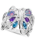 Multi-gemstone Butterfly Statement Ring (2-1/5 Ct. T.w.) In Sterling Silver