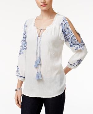 Vintage America Cold-shoulder Peasant Top