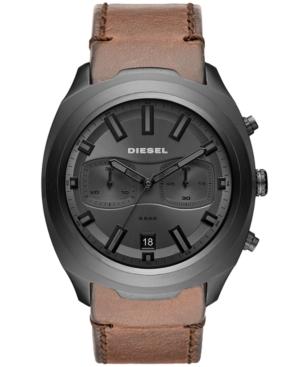 Diesel Men's Chronograph Tumbler Brown Leather Strap Watch 48mm