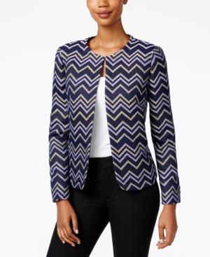 Tahari Asl Chevron-print Open-front Jacket