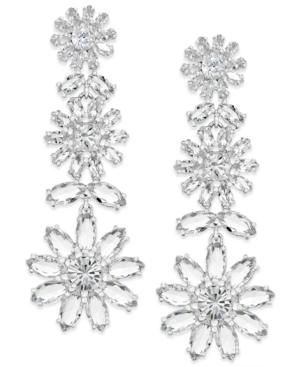 Kate Spade New York Silver-tone Crystal Flower Drop Earrings