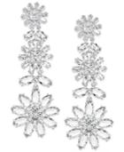 Kate Spade New York Silver-tone Crystal Flower Drop Earrings