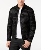 Guess Men's Quilted Camouflage Faux-leather Jacket