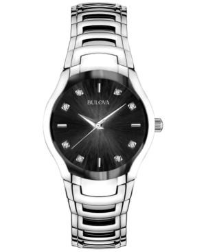 Bulova Women's Diamond Accent Stainless Steel Bracelet Watch 30mm 96p146 Women's Shoes