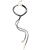 Betsey Johnson Gold-tone Pave Faux Suede Multi-row Choker Necklace