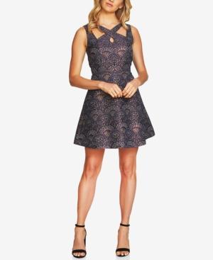 Cece Cutout Jacquard Fit & Flare Dress
