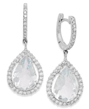 Aquamarine (6 Ct. T.w.) And Diamond (3/4 Ct. T.w.) Earrings In 14k White Gold