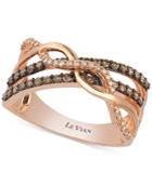 Le Vian Chocolate And White Diamond Crossover Ring In 14k Gold (3/8 Ct. T.w.)