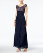 Xscape Lace-bodice Draped Gown
