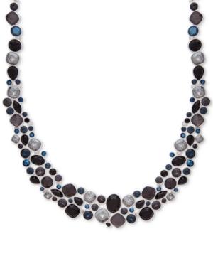 Nine West Silver-tone Multi-stone Statement Necklace