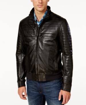 Hugo Boss Green Men's Jalon Quilted Leather Jacket