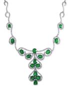 Effy Emerald (4-9/10 C.t. T.w.) And Diamond (1-1/4 C.t.tw.) Necklace In 14k White Gold