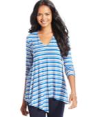 Cable & Gauge Striped Handkerchief-hem Top
