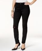Thalia Sodi Lace-trim Deep Black Wash Skinny Jeans, Only At Macy's